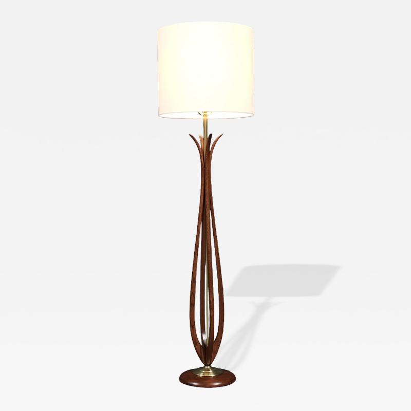 Mid Century Sculpted Wood Floor Lamp by Roller Lamp Co 