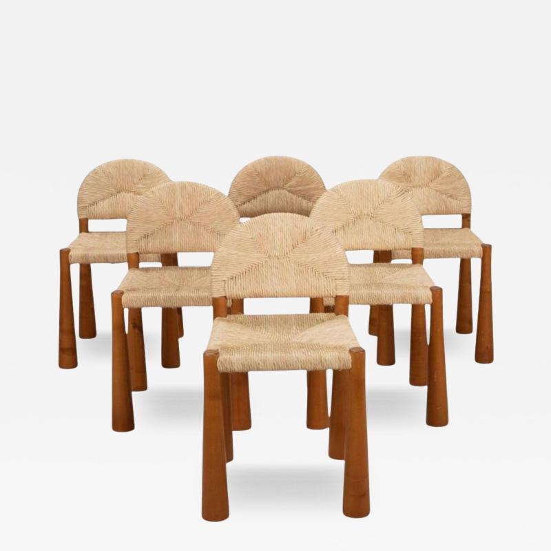 Mid Century Set of 6 Italian Dining chairs by Alessandro Becchi 1970s