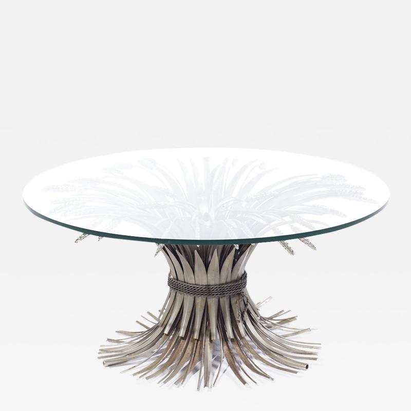 Mid Century Sheaf of Wheat Metal and Glass Coffee Table