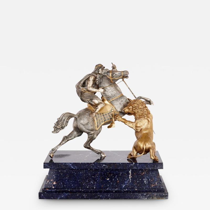 Mid Century Silver and Silver Gilt Animalier Sculpture