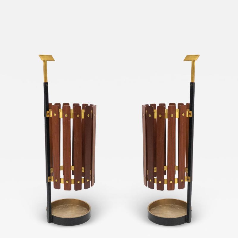 Mid Century Slatted Teak Umbrella Stands
