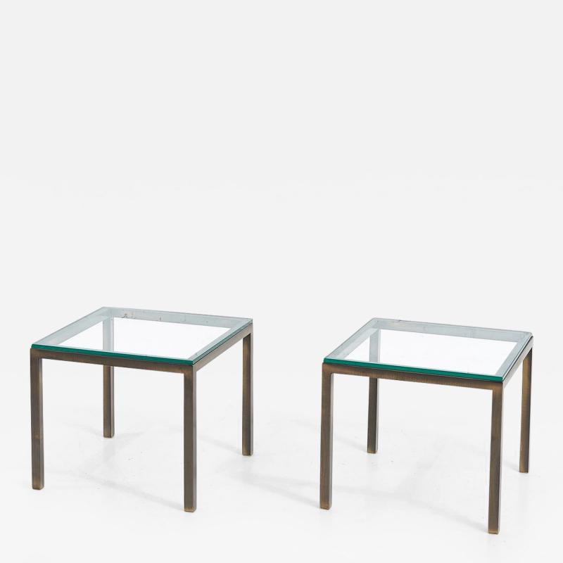 Mid Century Solid Bronze and Glass Side Tables 1970