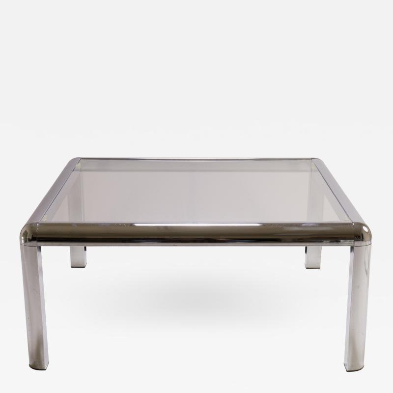 Mid Century Square Chrome Cocktail Table with Rounded Frame