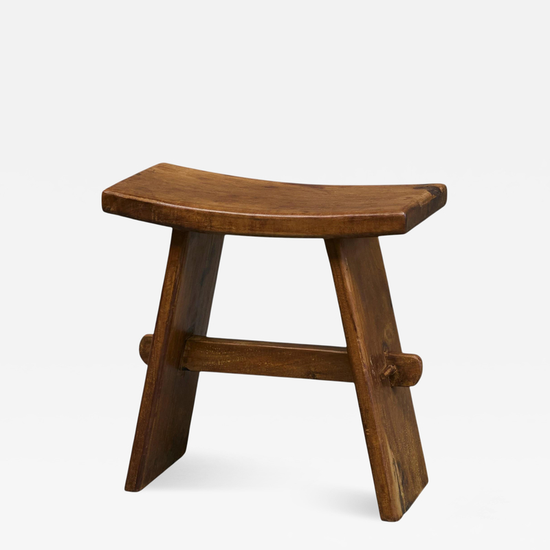 Mid Century Stool in Solid Oak Europe 1960s