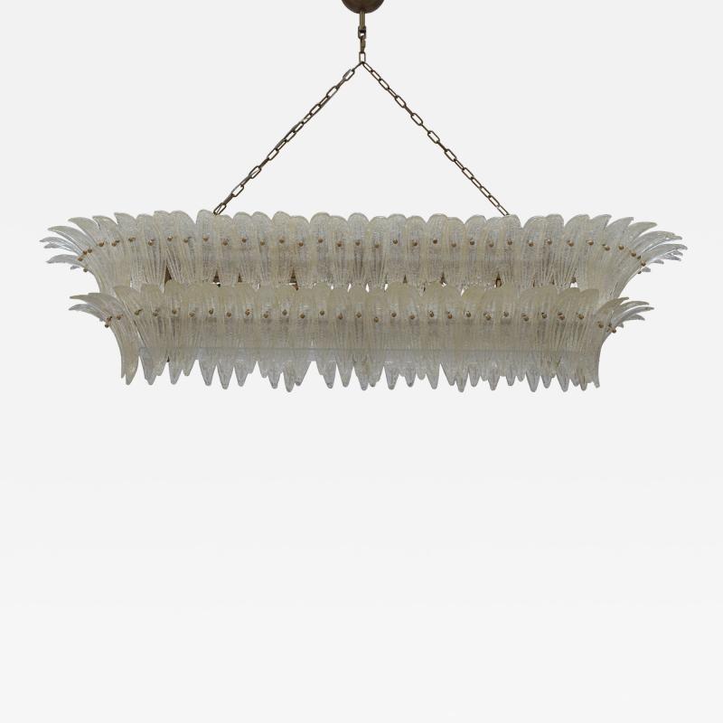 Mid Century Style Transparent Murano Glass And Brass Italian Suspension Lamp