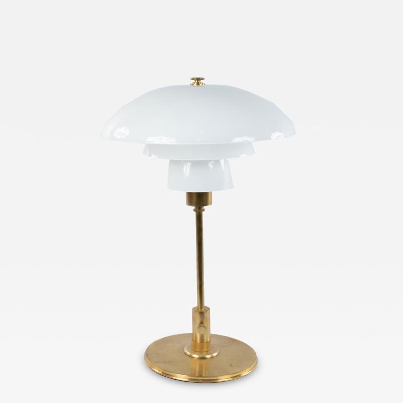 Mid Century Swedish Modern style Geometric Glass and Brass Desk Lamp