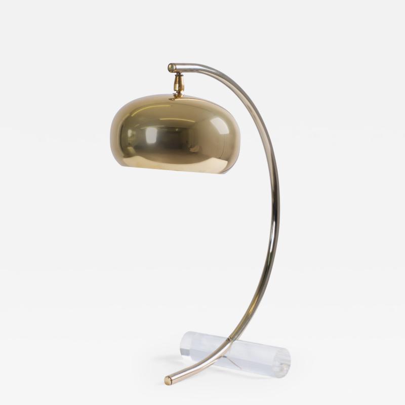 Mid Century Task Desk Lamp in Brass Lucite