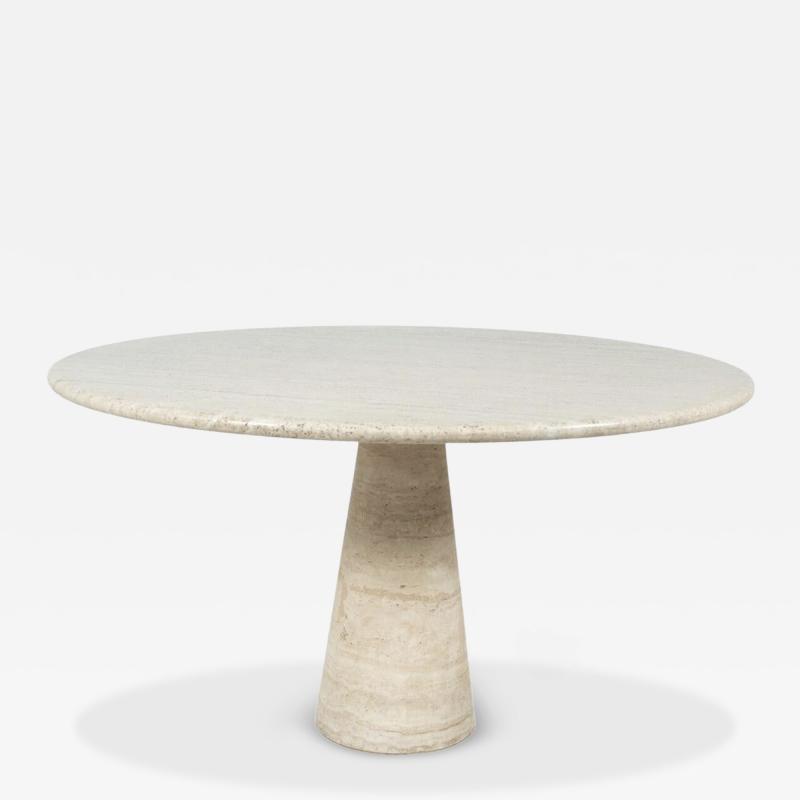 Mid Century Travertine Dining Table in style of Angelo Mangiarotti Italy 1970s