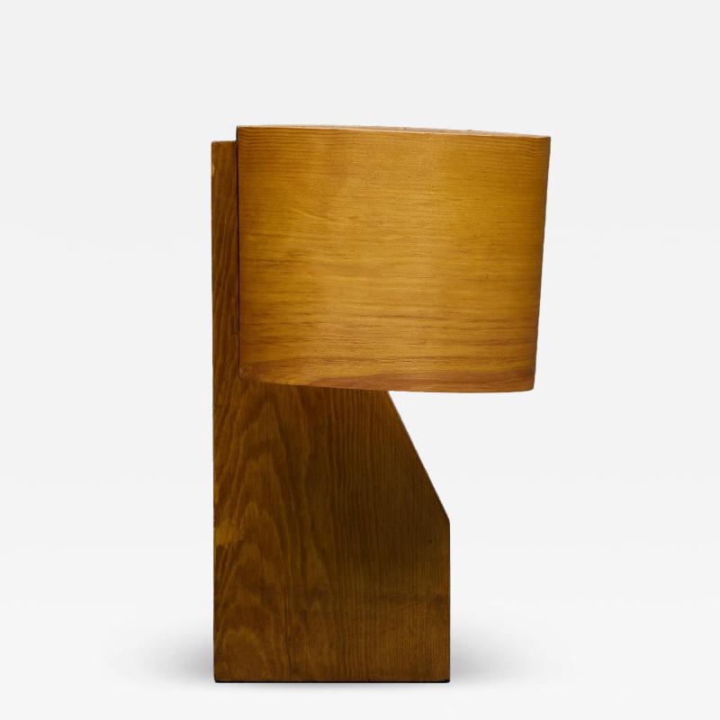 Mid Century Veneer Table Lamp France 1960s