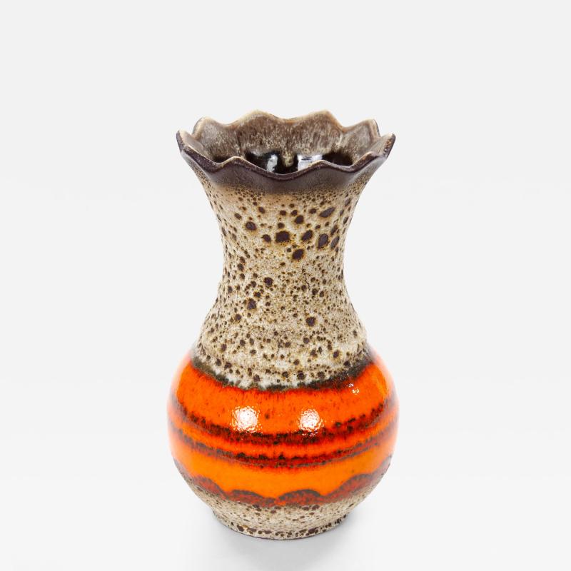 Mid Century West German Glazed Porcelain Vase Orange Eggshell Brown 10 Tall