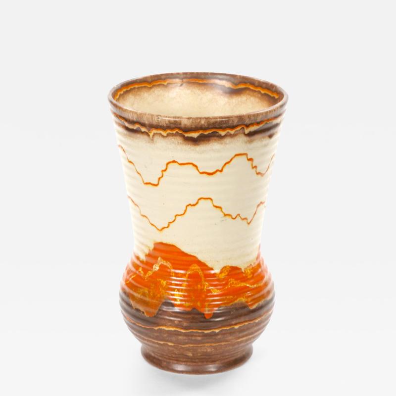 Mid Century West German Glazed Porcelain Vase Orange Eggshell Brown 10 Tall