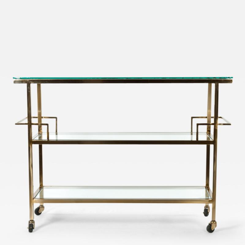 Mid Century Wheeled Glass Bar Cart