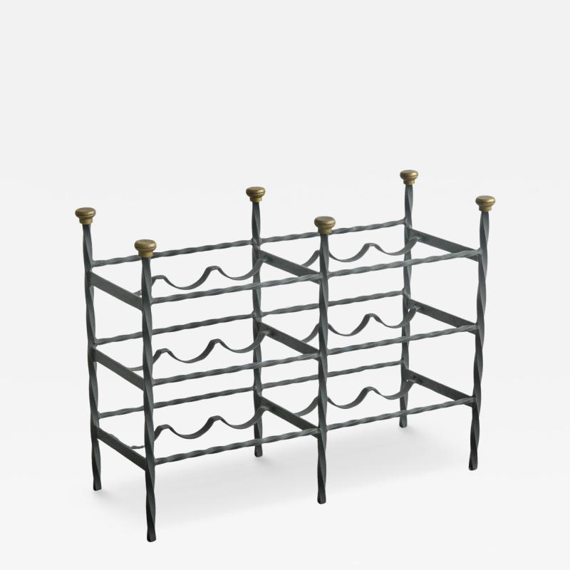 Mid Century Wine Rack in Wrought Iron Brass 1960s