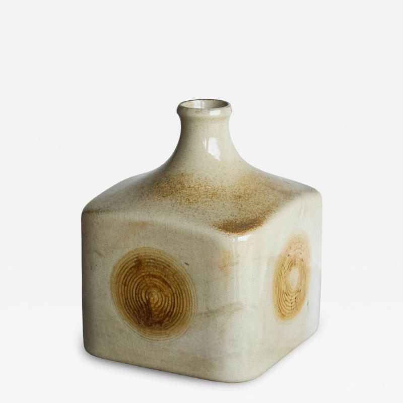 Mid Century Wood Imprint Studio Pottery Vase 1960s