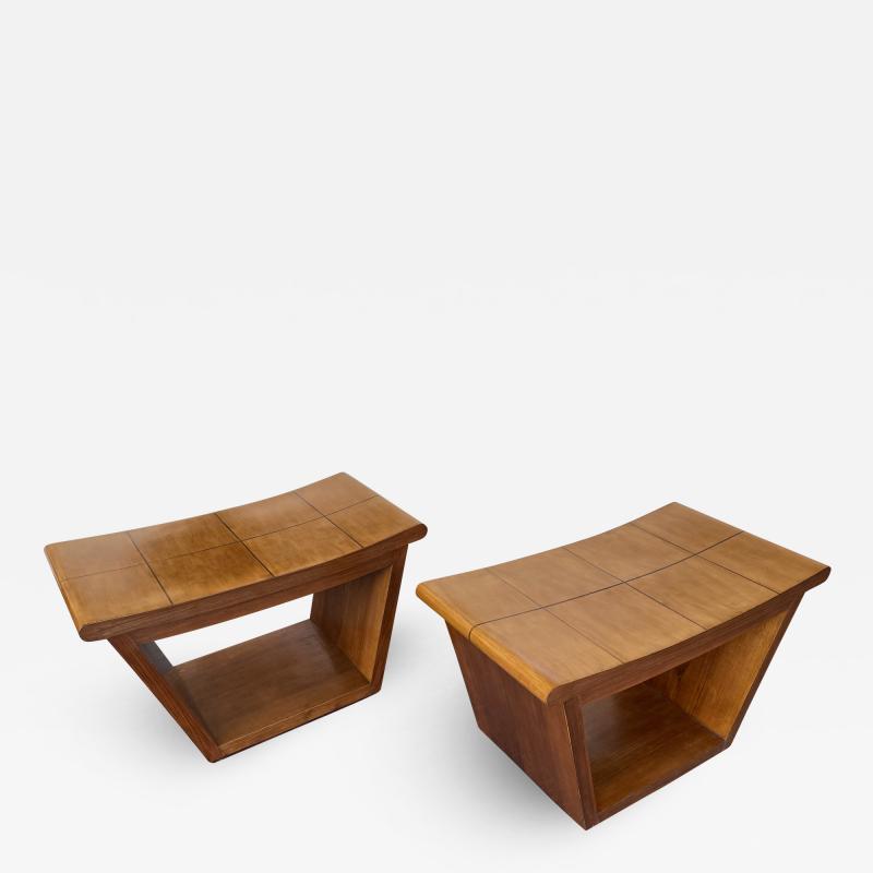 Mid Century Wood Stools by Fratelli Rigamonti Italy 1950s