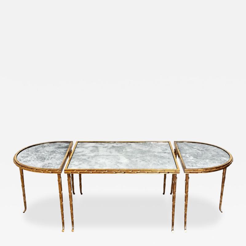 Mid century Bagu s Bronze Dor Palmier Tripartite Coffee Table Circa 1950