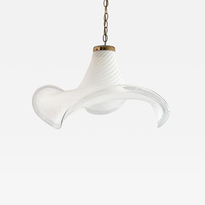Mid century Hand Blown Swirled Murano Glass Pendant Chandelier