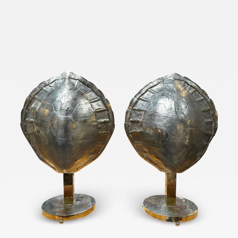 Mid century Italian Fully Brass Shell Table Lamps 1960s