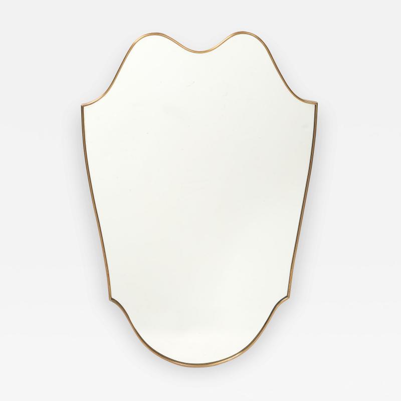 Mid century Italian Large Shield Shaped Brass Wall Mirror