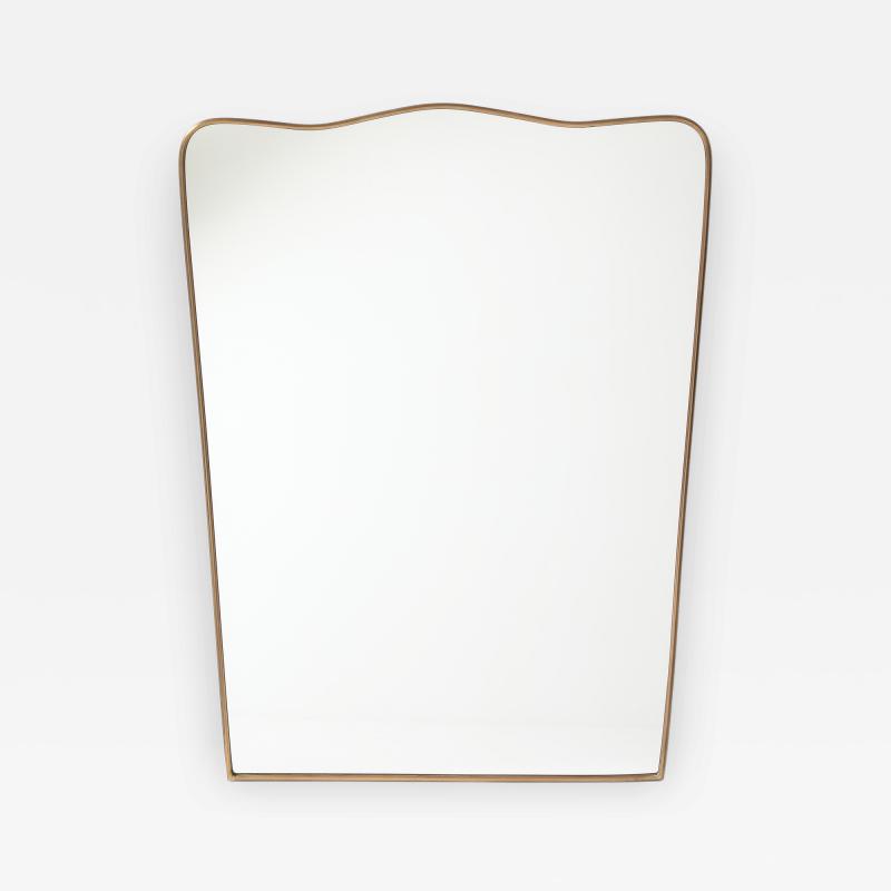 Mid century Italian Modernist Shaped Brass Wall Mirror