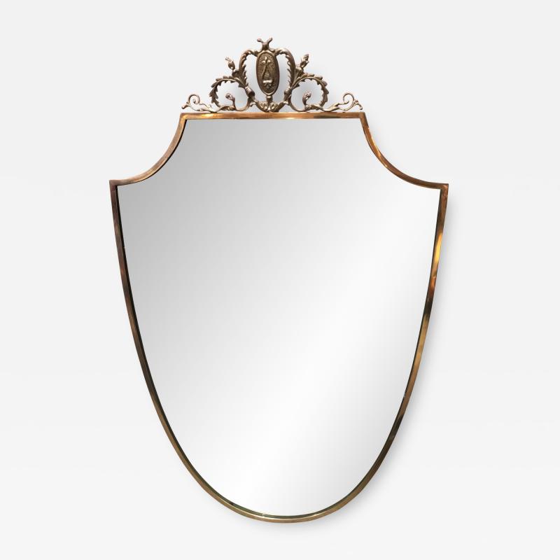 Mid century Italian Shield Shape Mirror with Noble Coat 1950s
