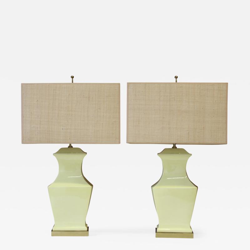 Mid century Modern Yellow Pottery Table Lamps