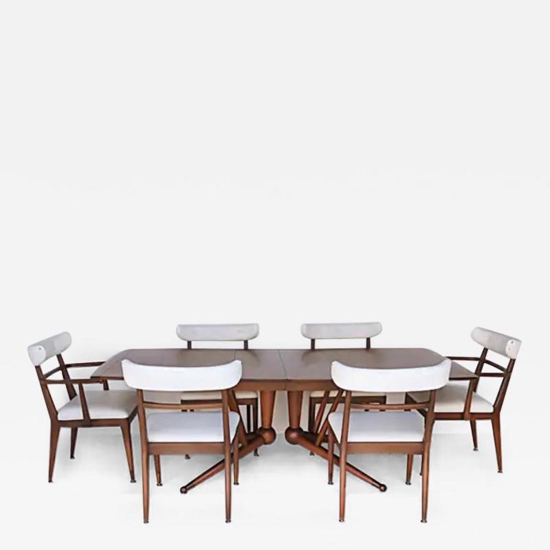 Mid century Modernist Expandable Dining Table with the Original Set of 6 Chairs