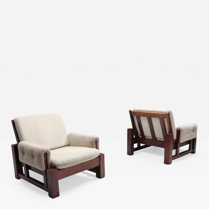Mid century modern solid Mahohany pair of clubs 1960s