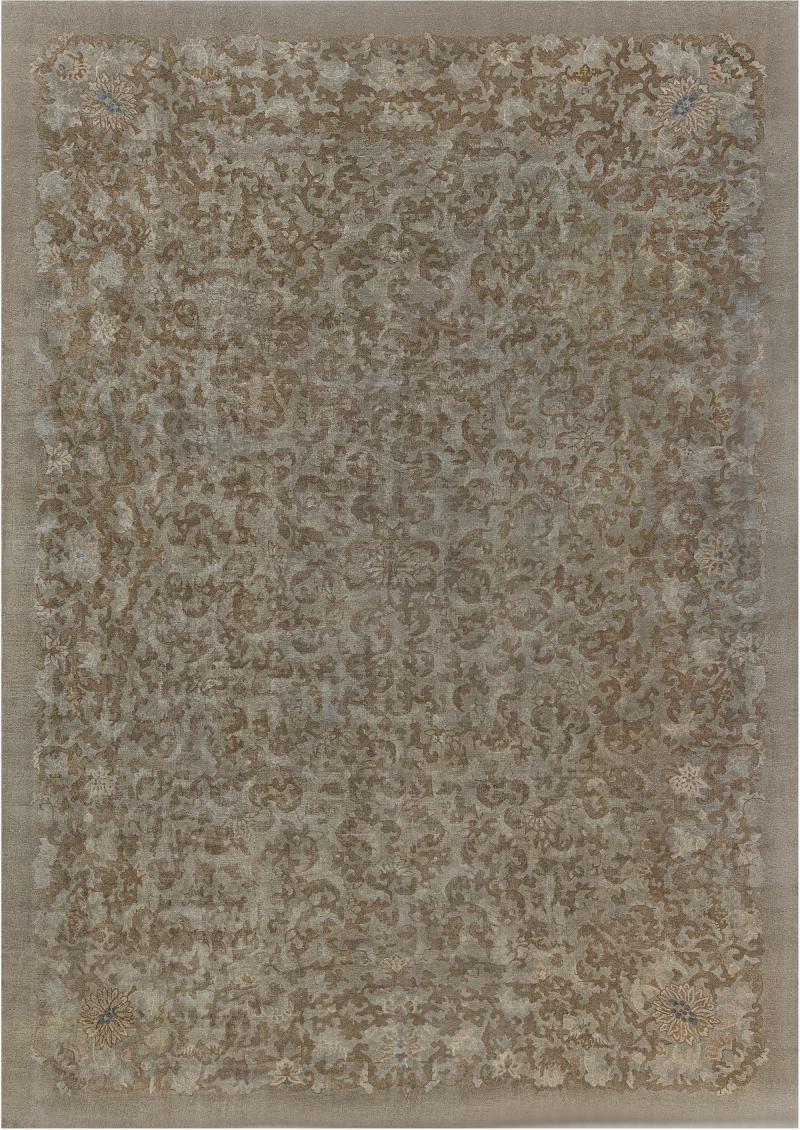Midcentury Chinese Brown Handmade Wool Rug