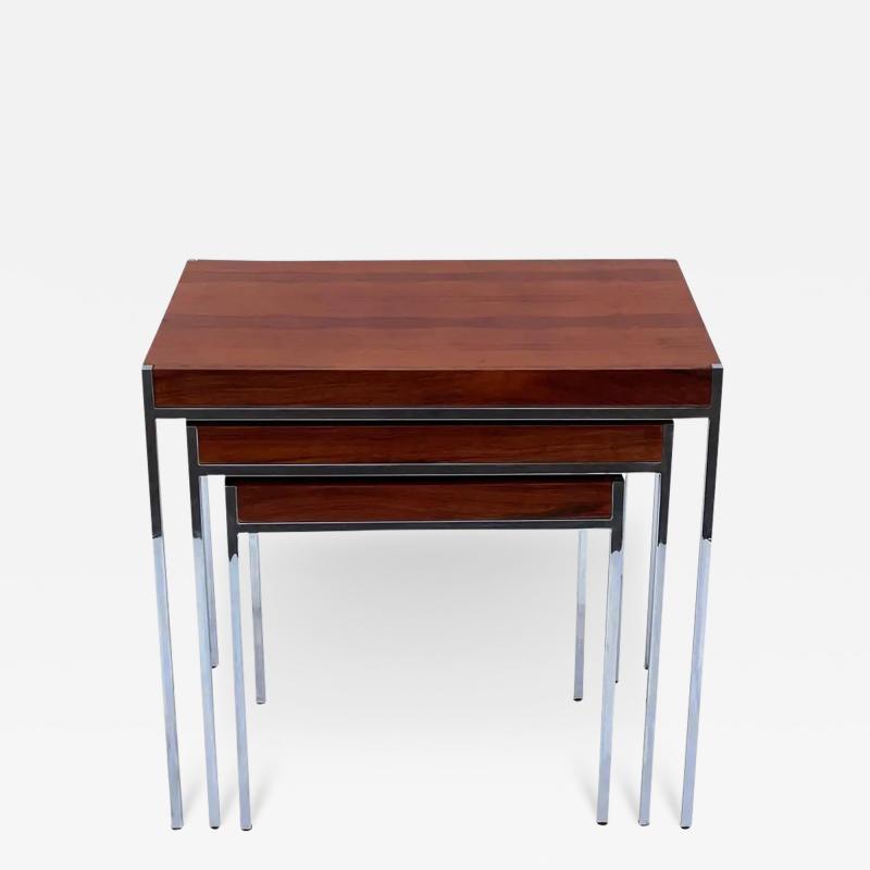 Midcentury Danish Modern Rosewood and Chrome Nesting Tables or Side Tables