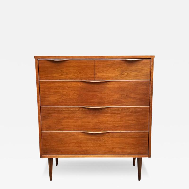 Midcentury Danish Modern Tall Chest of Drawers or Dresser in Walnut