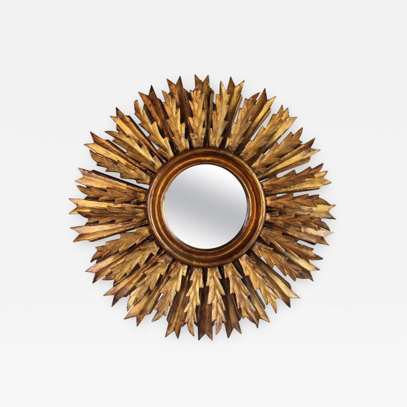 Midcentury French Double Layer Sunburst Mirror With Original Mirror Glass