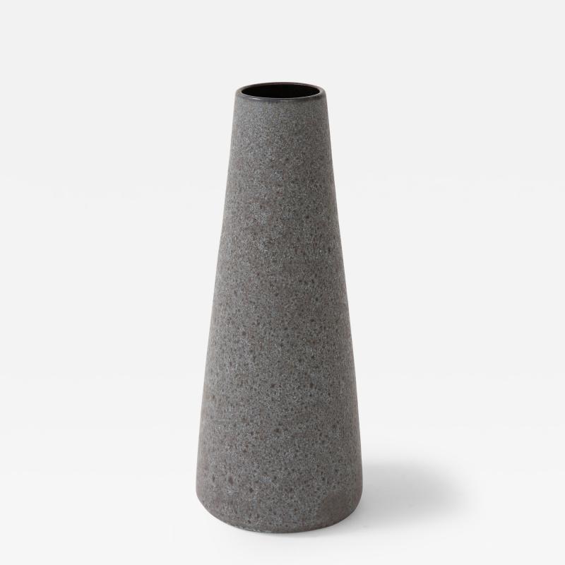 Midcentury Grey and Black Cylindrical Lava Glazed Vase