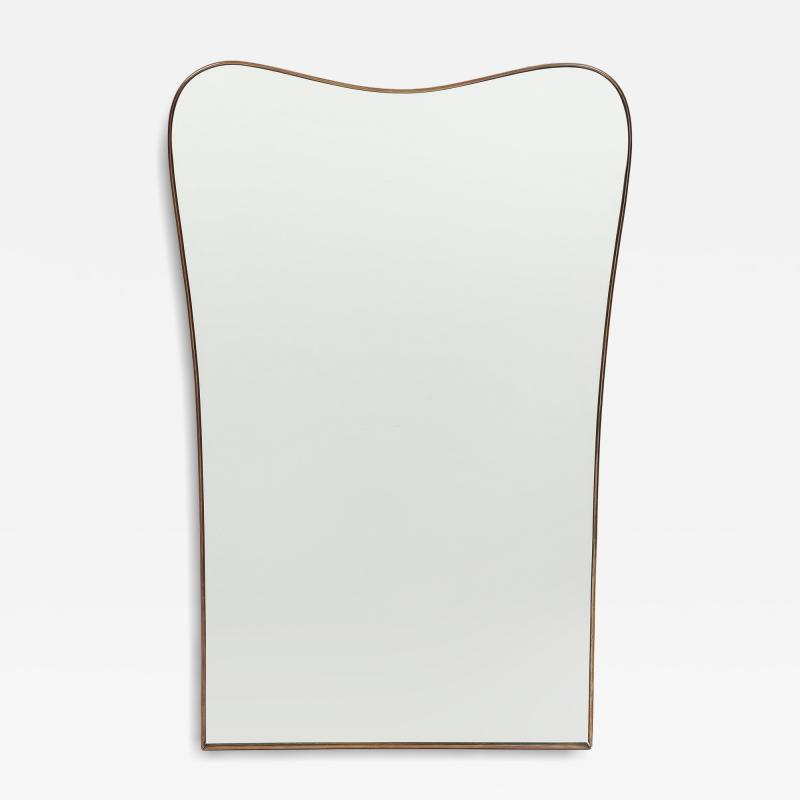 Midcentury Italian Modernist Large Shaped Brass Mirror