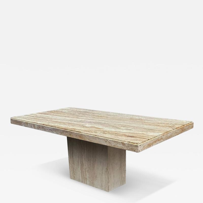 Midcentury Italian Post Modern Travertine Marble Rectangular Dining Table