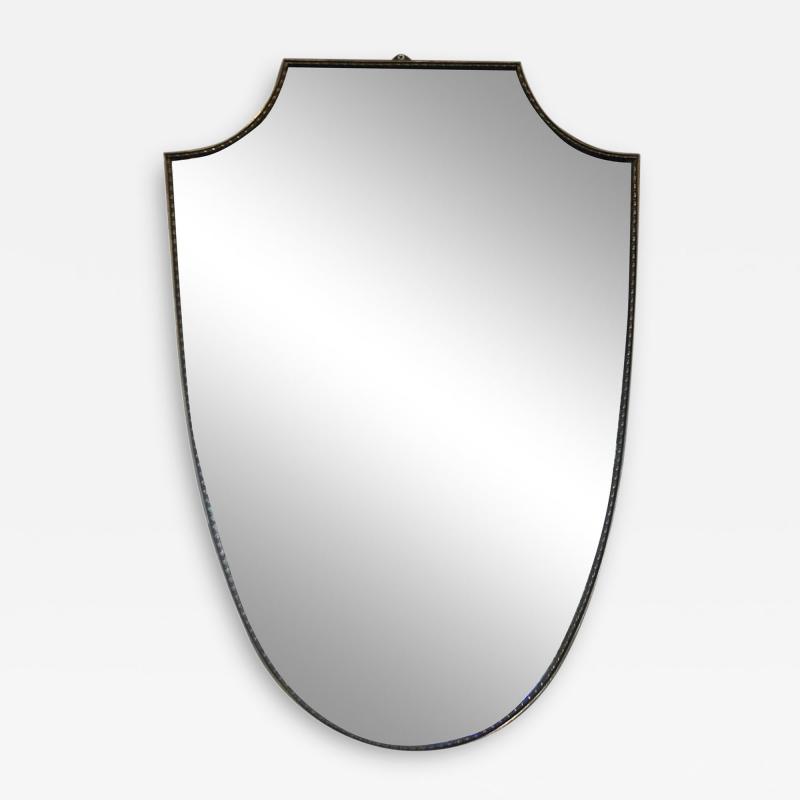 Midcentury Italian Shield Brass Mirror