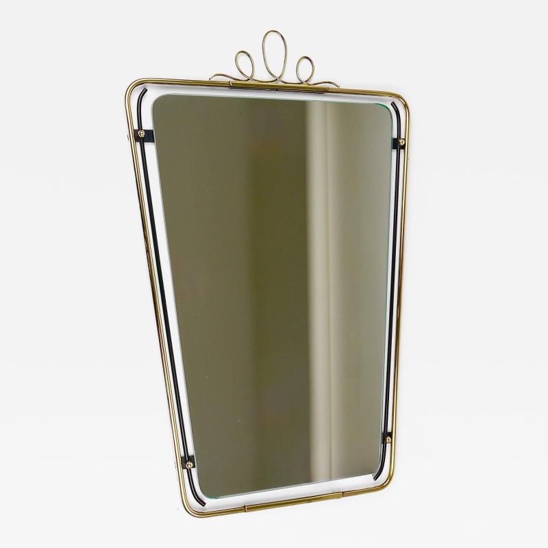 Midcentury Modern Brass Loops Wire Wall mirror Italy 1950s