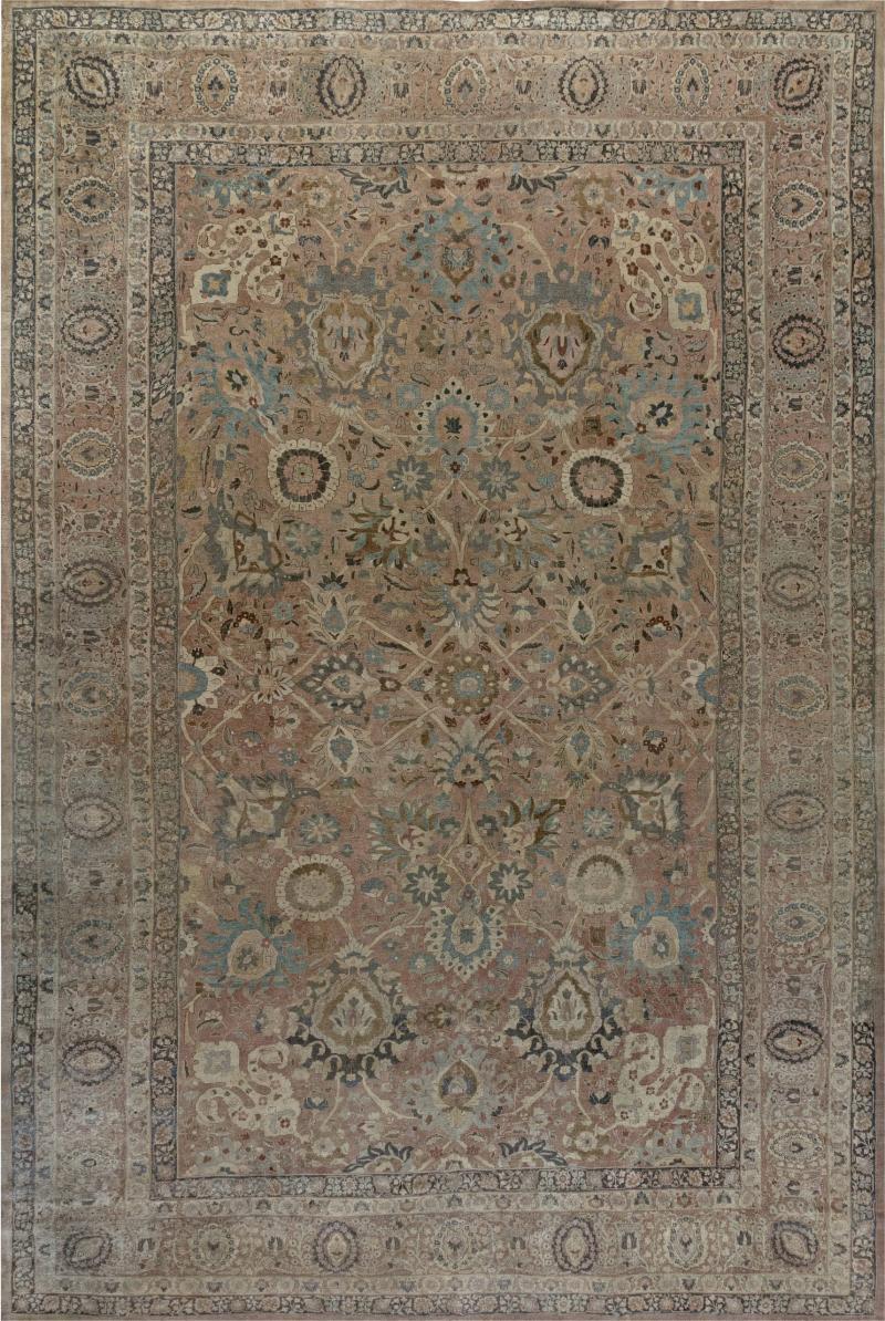 Midcentury Persian Tabriz Hand Knotted Wool Rug