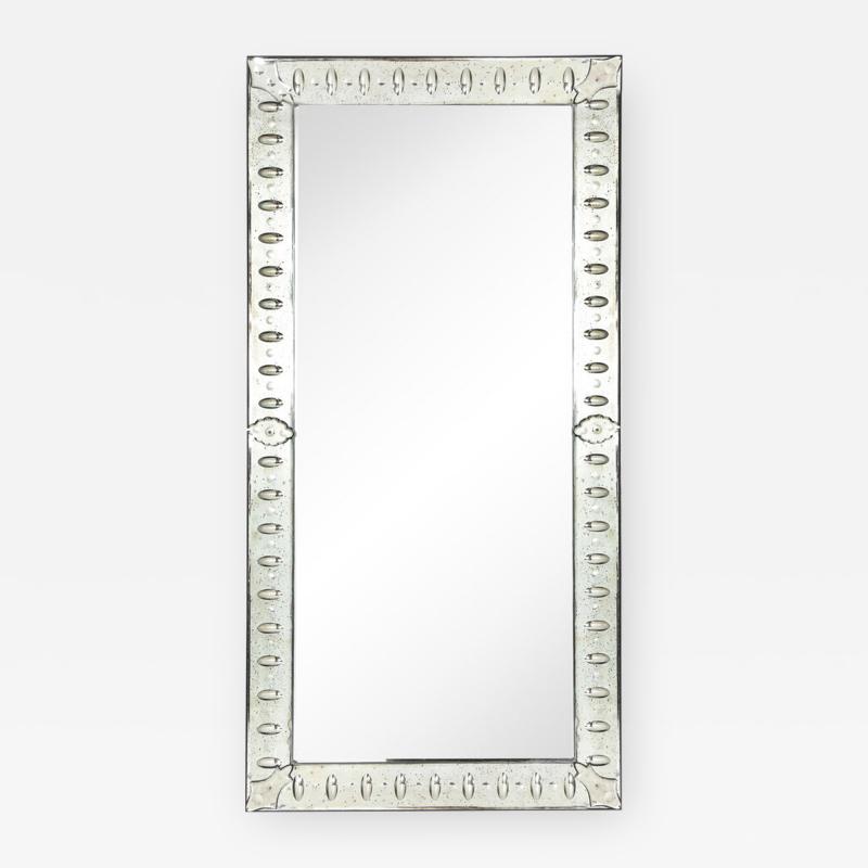 Midcentury Reverse Etched and Beveled Venetian Mirror with Mirrored Appliques