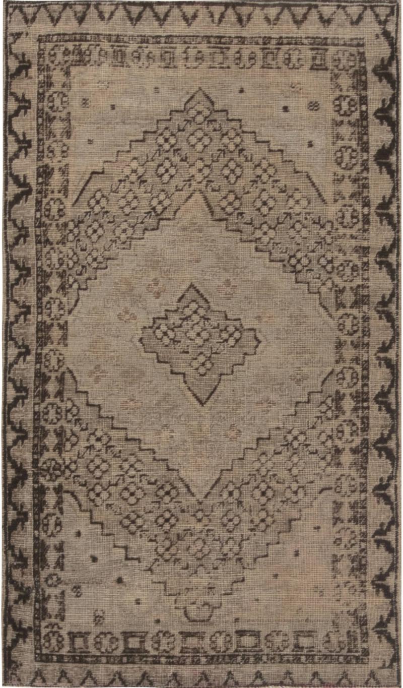 Midcentury Samarkand Handmade Wool Rug in Beige and Brown