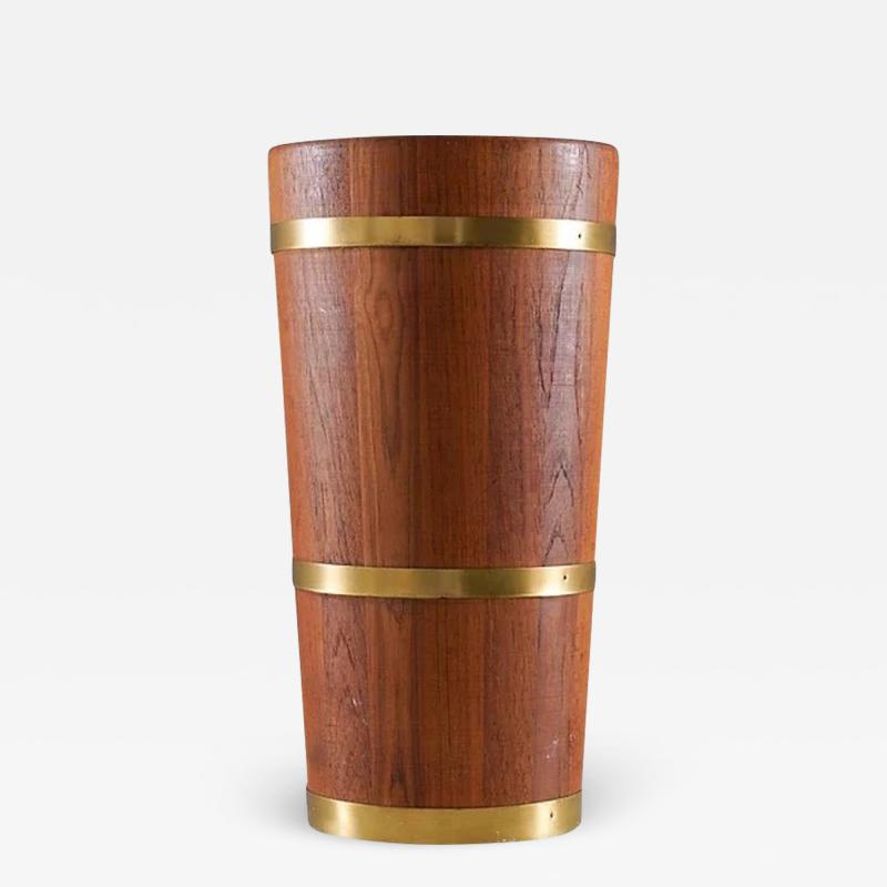 Midcentury Scandinavian Umbrella Stand in Teak and Brass