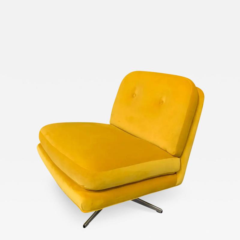 Midcentury Swivel Chair in Marigold Velvet