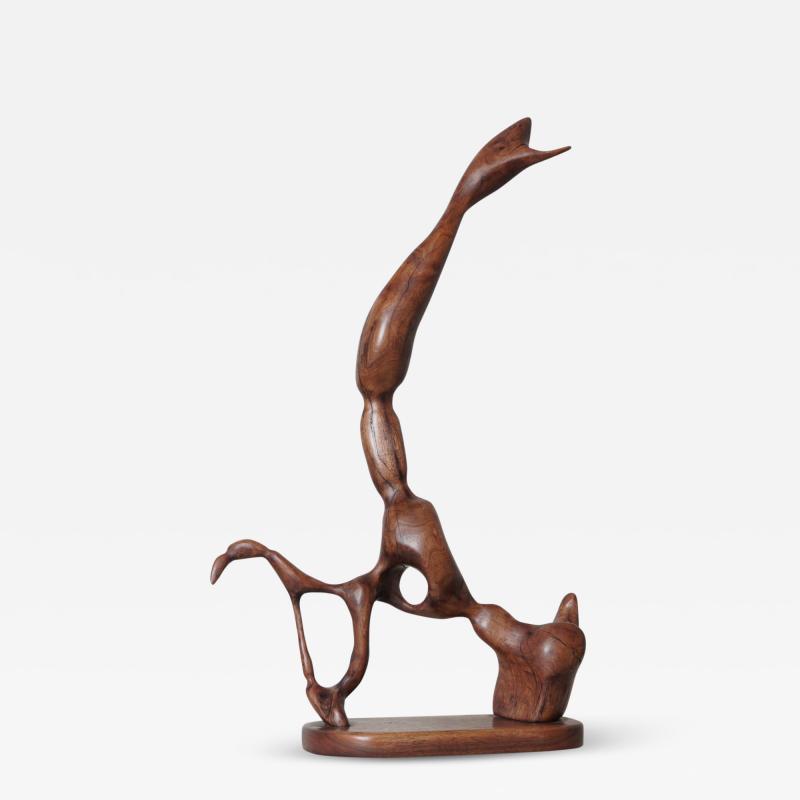 Midcentury abstract wood sculpture