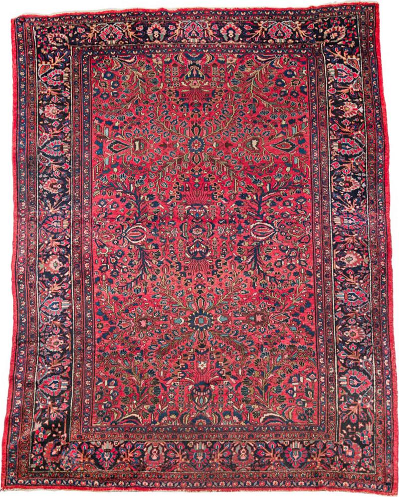 Middle Eastern Persian Sarouk style wool carpet wiith a wide border