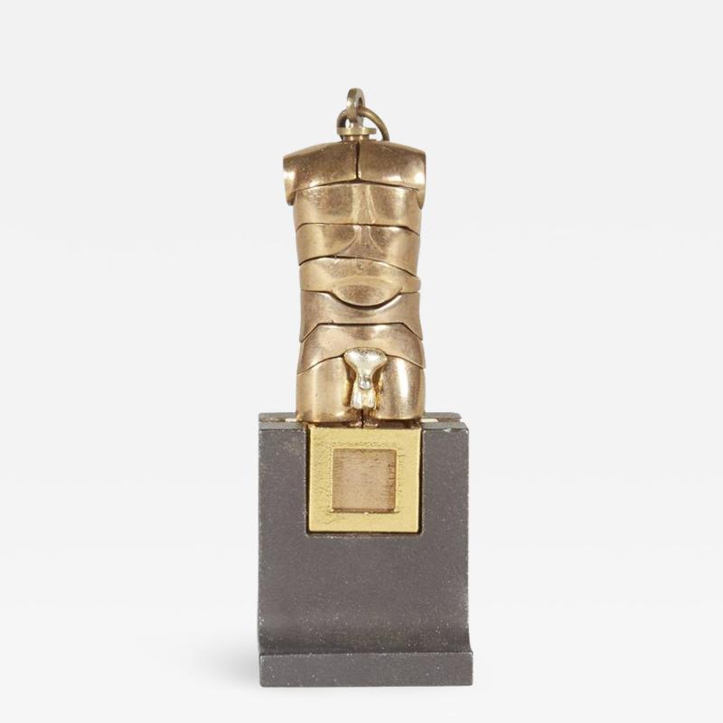 Miguel Ortiz Berrocal Berrocal Bronze Micro David Sculpture Pendant on Rare Original Stand