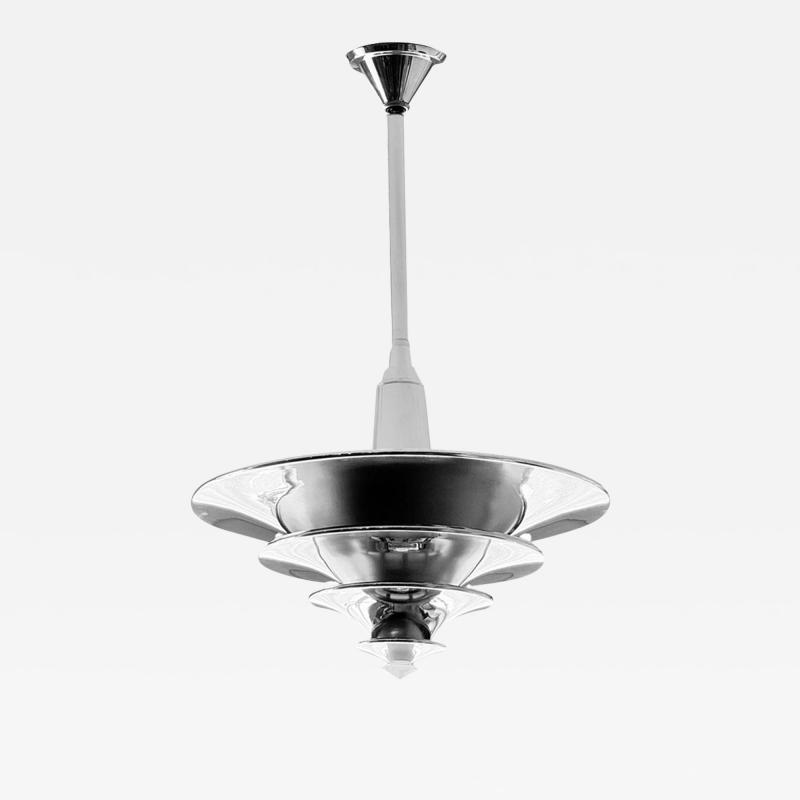 Miller Lamp Company Streamline Art Deco Multi Tiered Pendant Light by The Miller Lamp Company