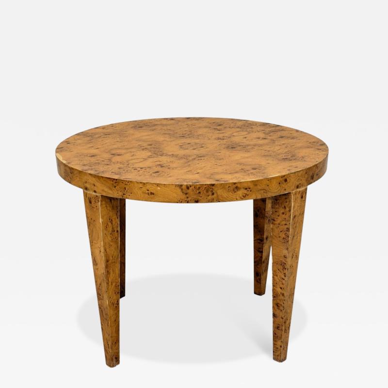 Milo Baughman 1970s American Modern Round Burl Wood Center Occasional Table