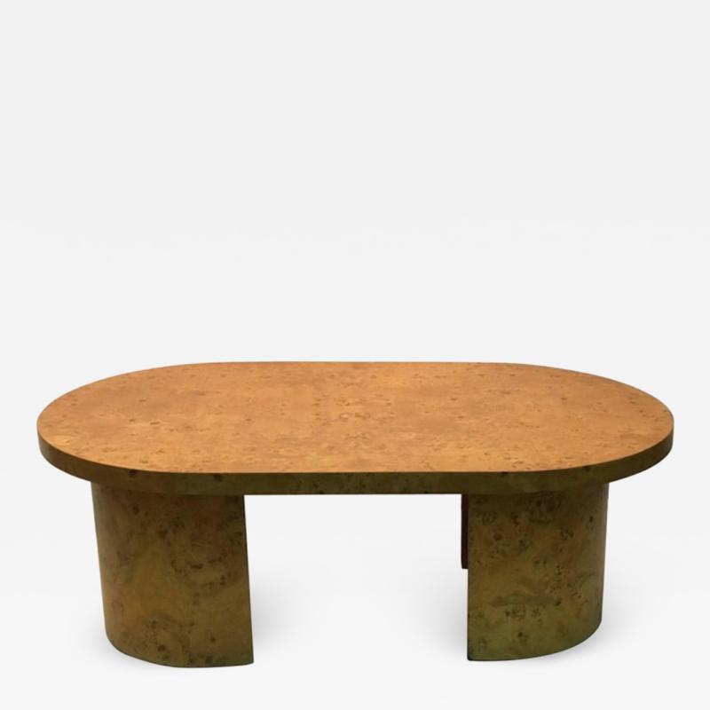 Milo Baughman Burlwood Coffee Table with Oval Design Top in the Style of Milo Baughman