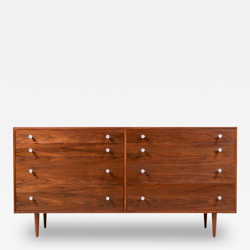 Milo Baughman California Modern Walnut Dresser with Tulip Style Pulls by Milo Baughman
