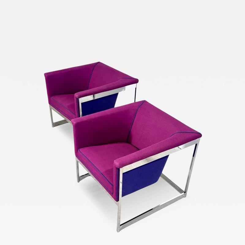 Milo Baughman Chrome Cube Chairs 1960